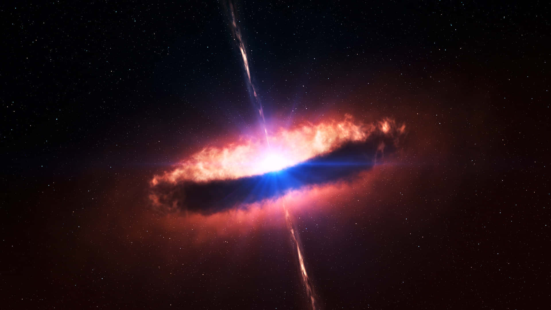 在深空中閃耀著明亮星星的紅色和藍色宇宙星雲。