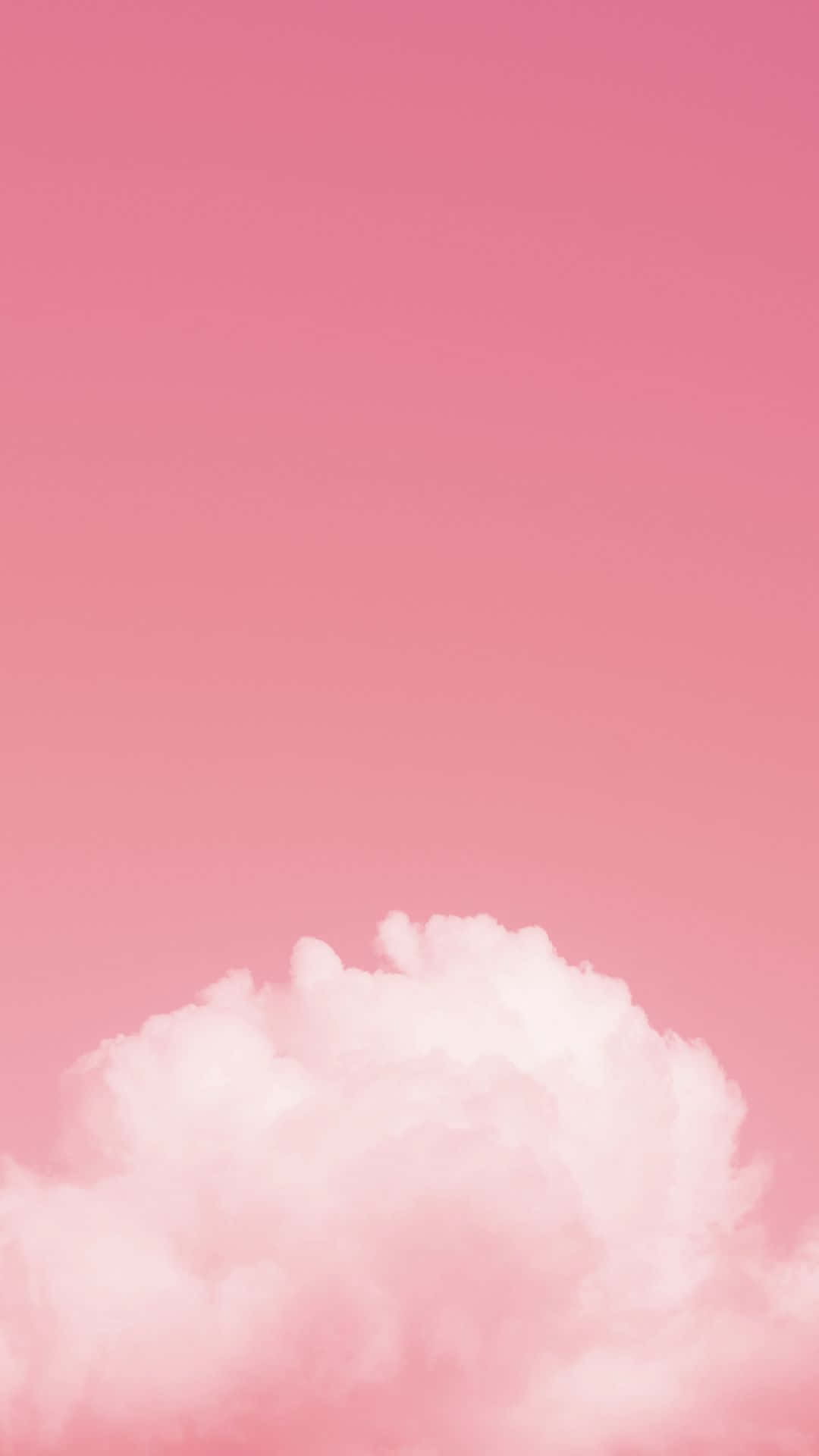 一朵蓬鬆的雲漂浮在柔和的粉紅色天空中。