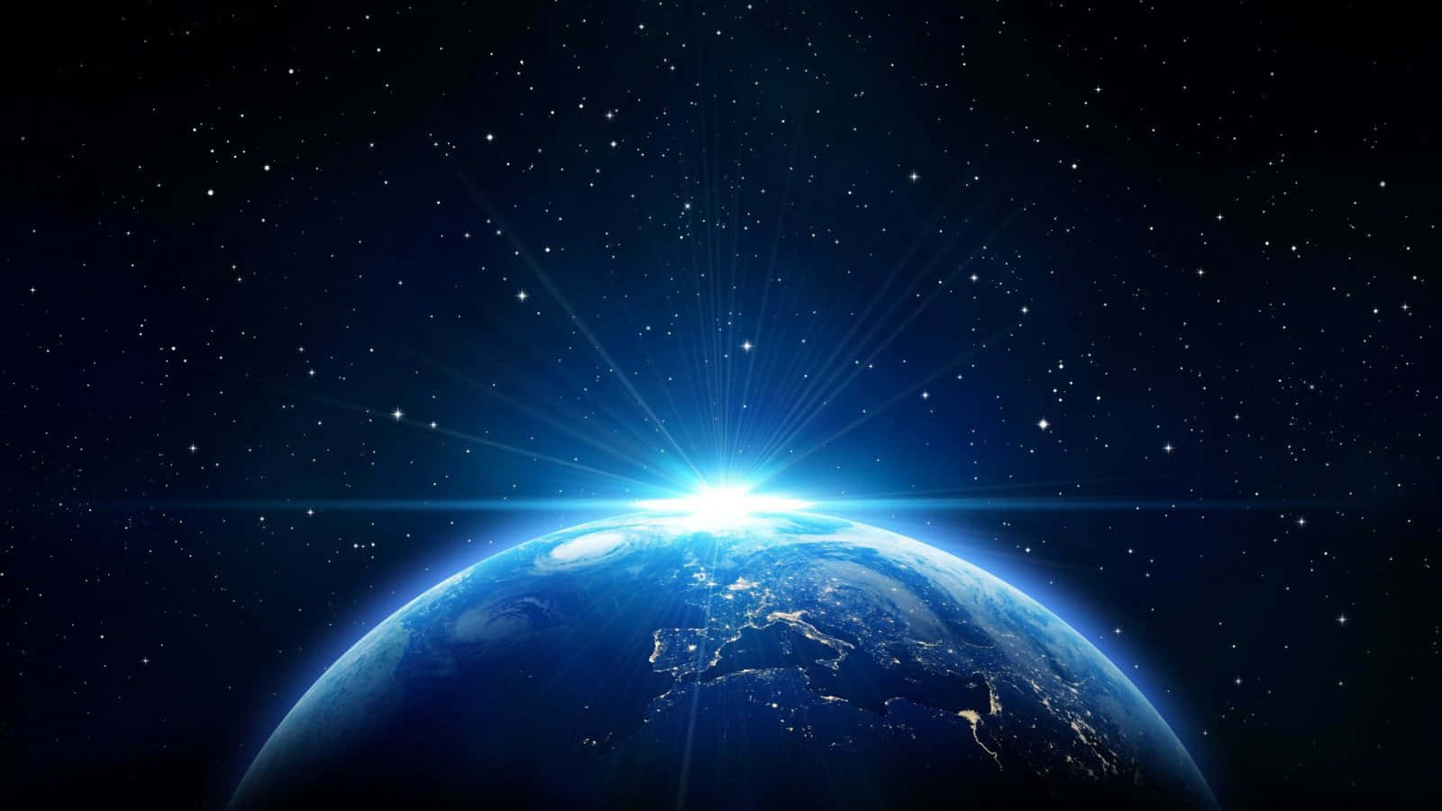 地球在星空背景下因日出而發光