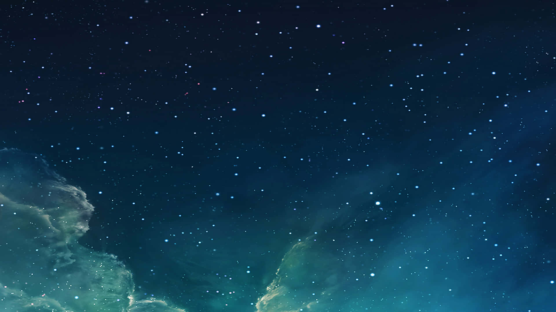 星空，有發光的星雲和散落的星星