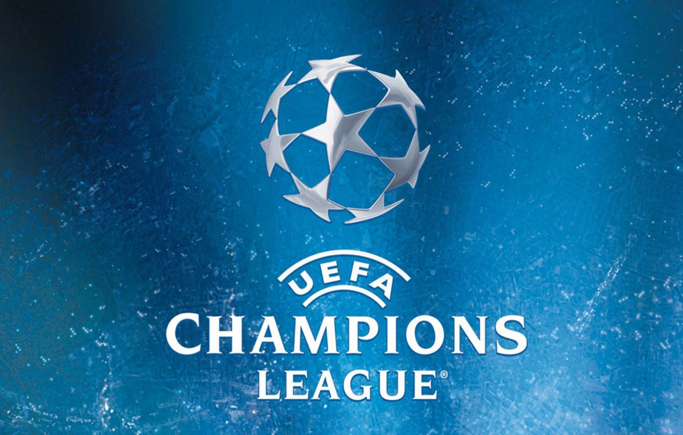 紋理藍色背景上的 UEFA Champions League 標誌