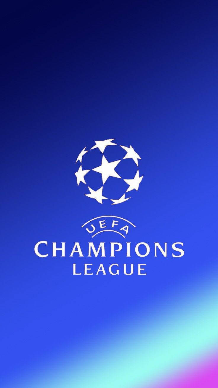 UEFA歐聯標誌喺帶有粉紅同青藍色調嘅藍色漸變背景上。
