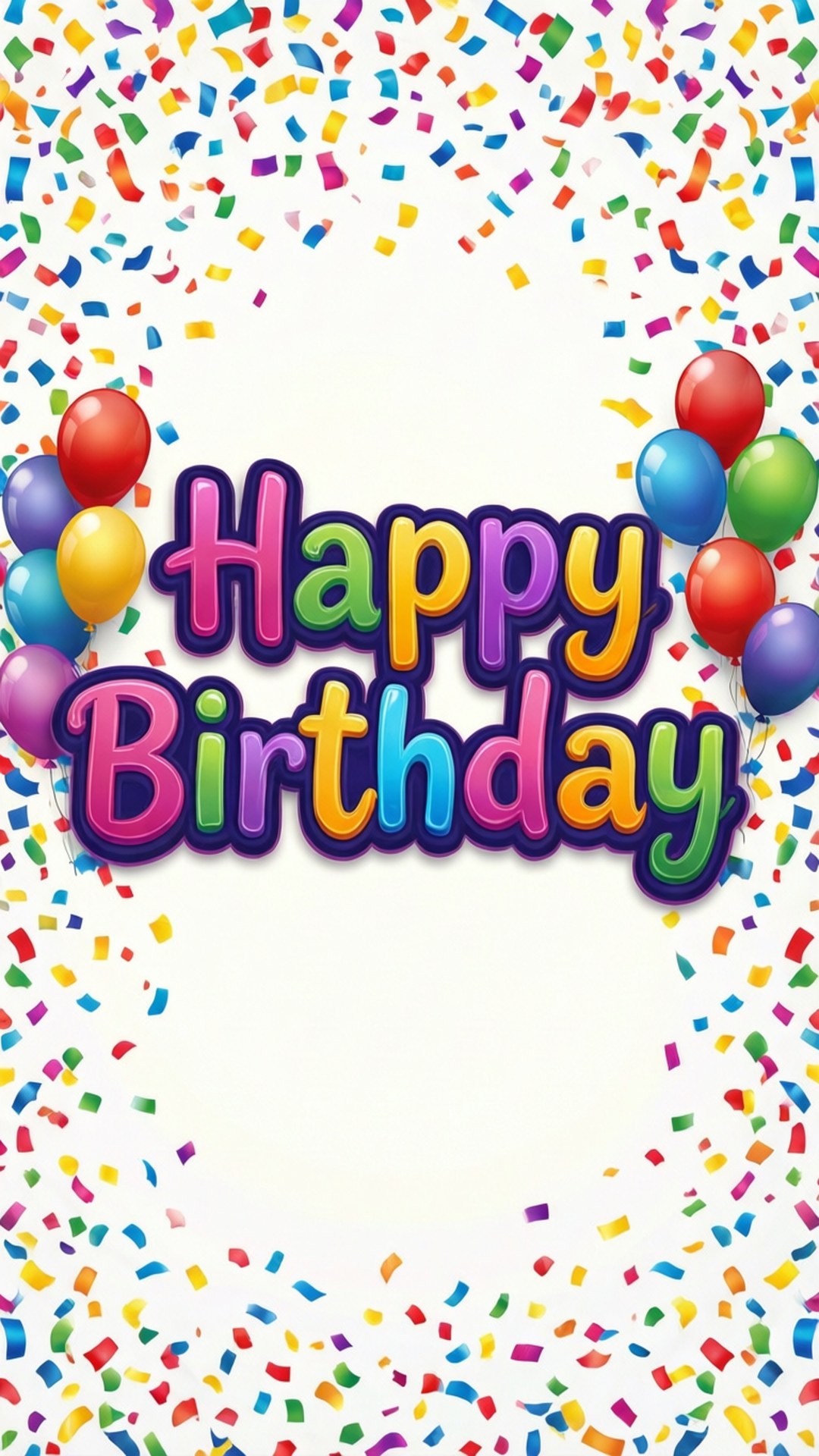 生日快樂文字配上氣球和五彩紙屑，用於生日慶祝