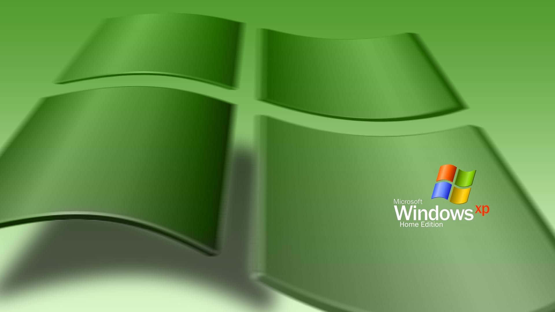 Windows XP Home Edition標誌，帶有綠色面板和彩色方形圖標。