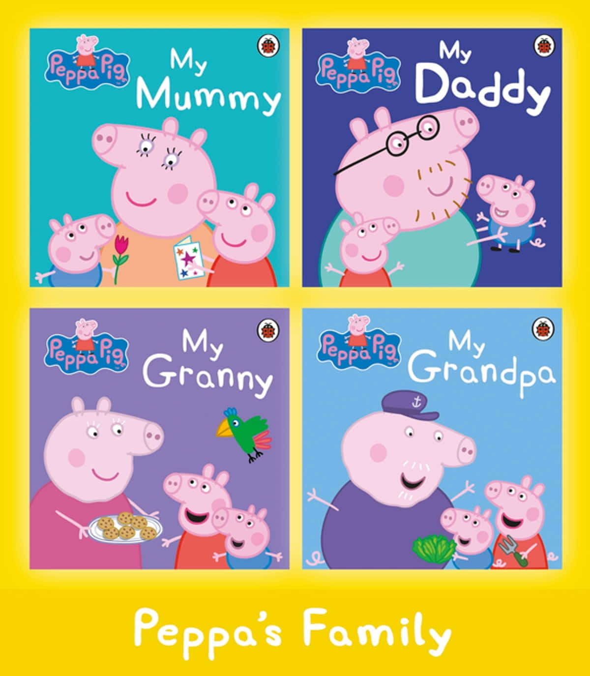 Peppa Pig家庭書籍，包含媽媽、爸爸、奶奶和爺爺與孩子們。