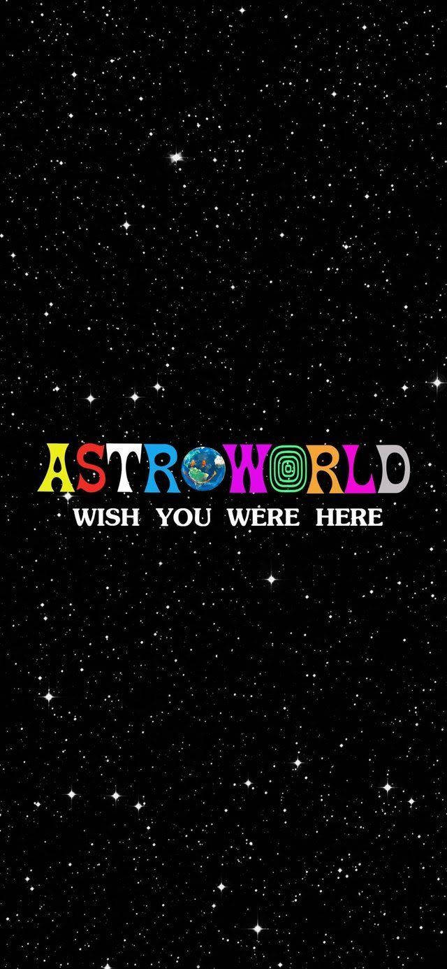 在星空背景上的彩色AstroWorld文字。
