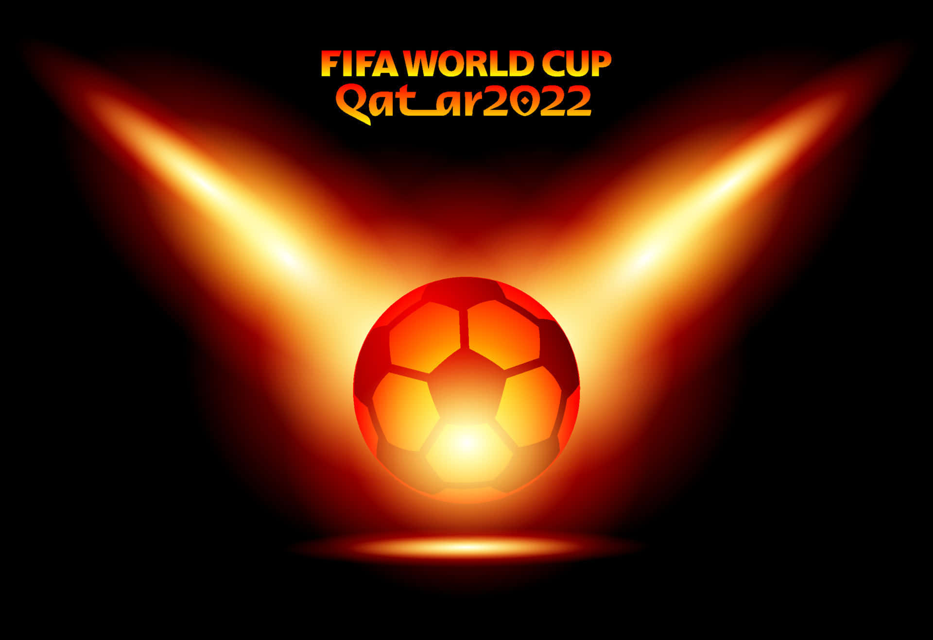 發光足球帶有火熱光線和FIFA World Cup Qatar 2022文字。