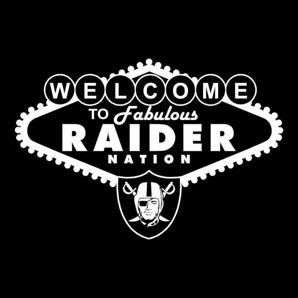 黑色背景上的白色 Welcome to Fabulous Raider Nation 標誌