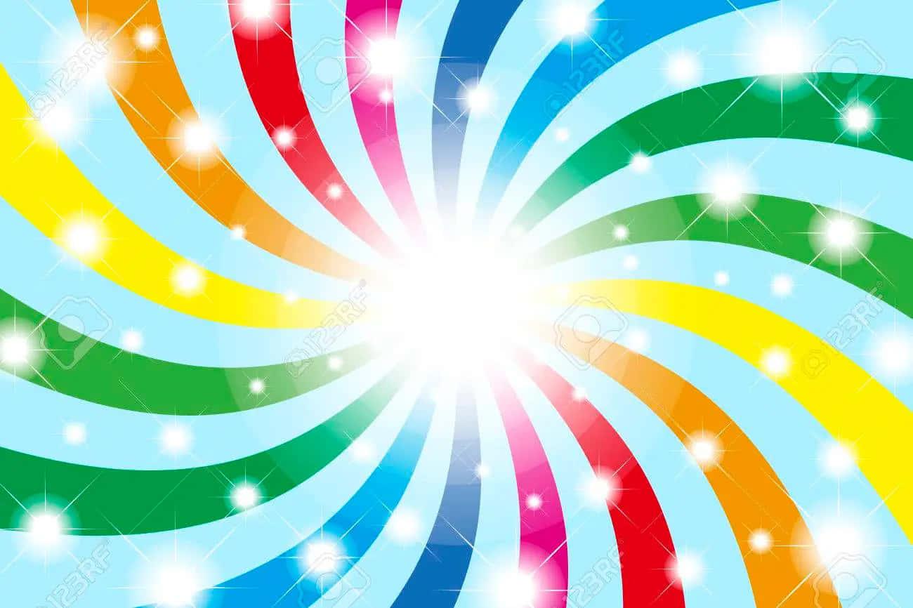 閃爍的彩虹漩渦，帶有閃爍的光芒，呈現充滿活力的數位抽象設計。