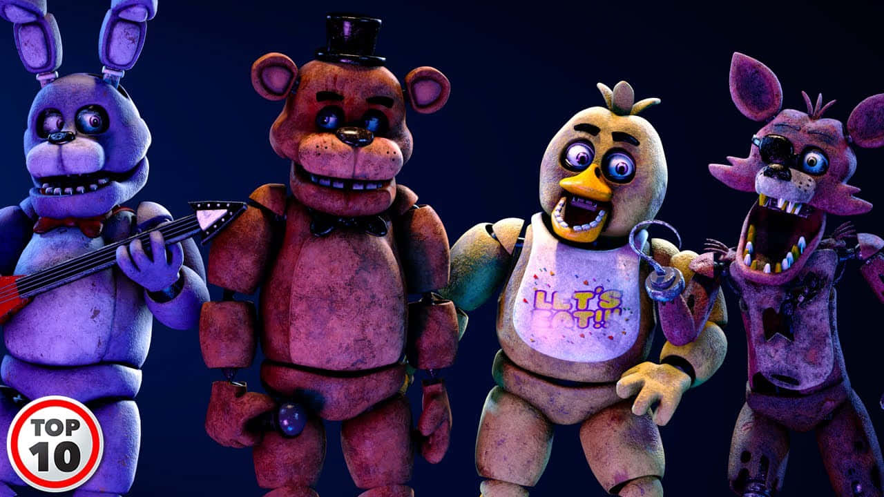 來自遊戲《Five Nights at Freddy's》的四個恐怖電子動畫角色。