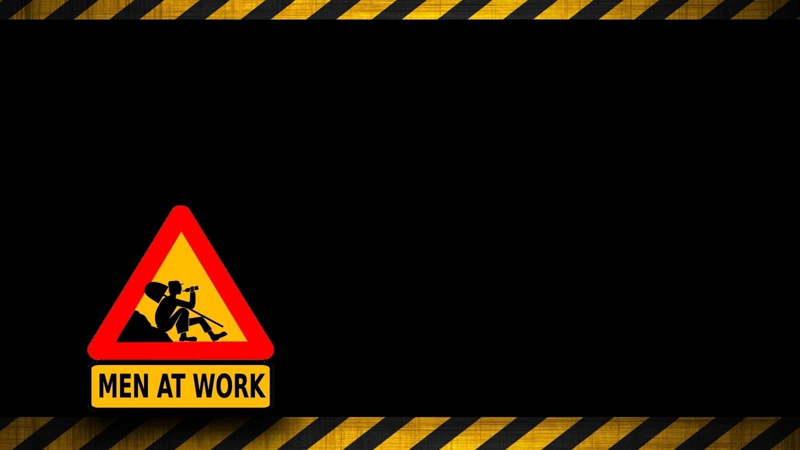 注意標誌顯示工人剪影及文字 men at work。