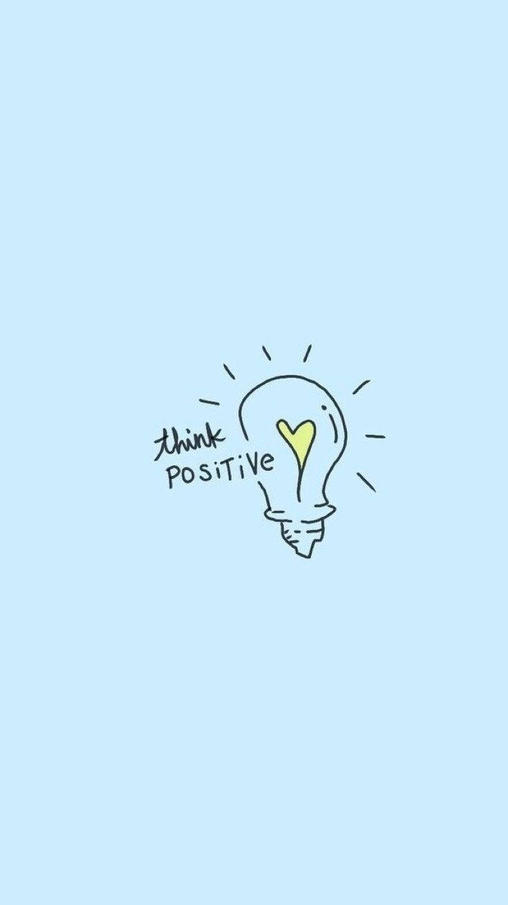 一個燈泡，裡面有心形和「think POSITIVE」字樣