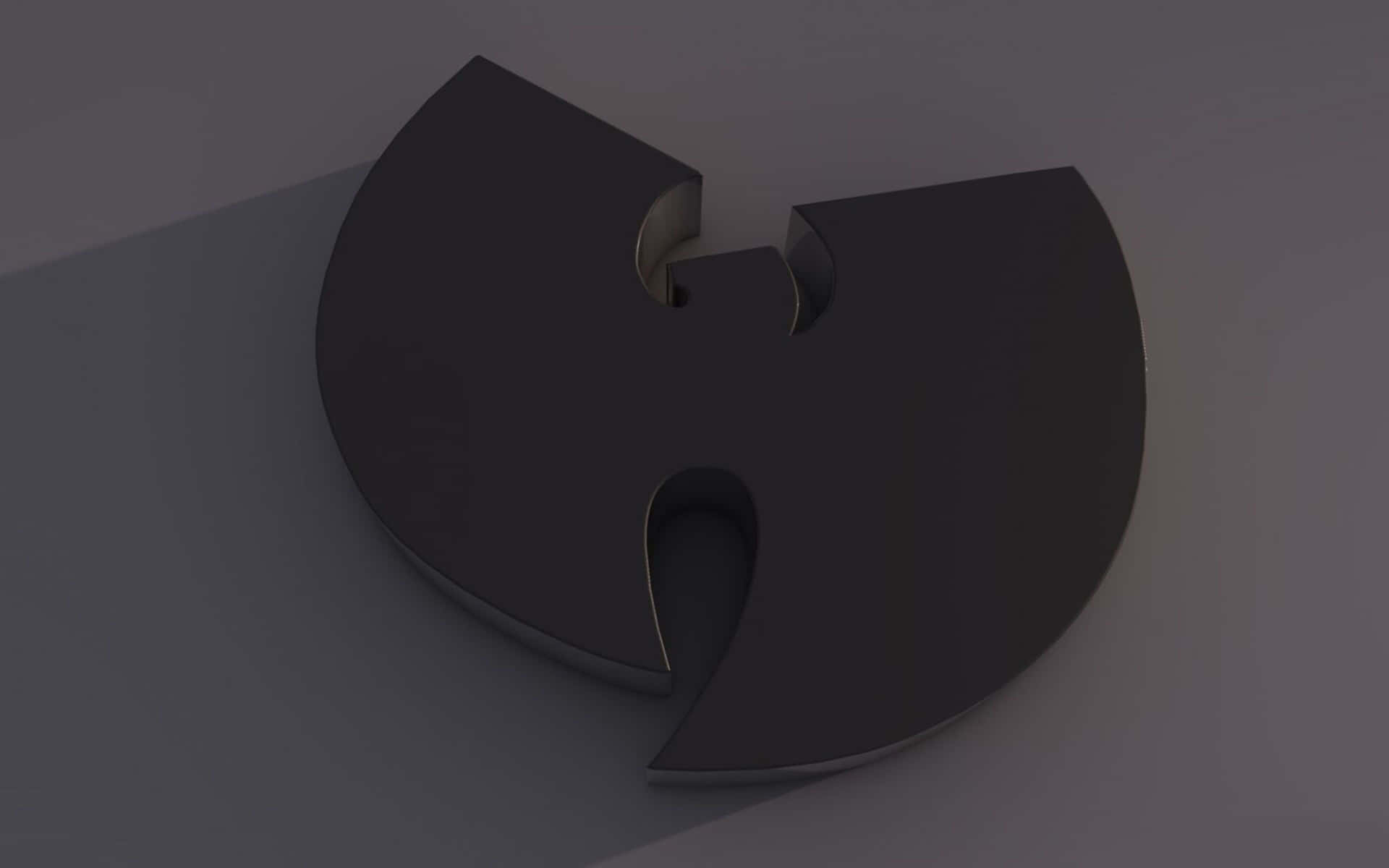 一個黑色3D Wu-Tang Clan標誌，在灰色背景上帶有柔和陰影。