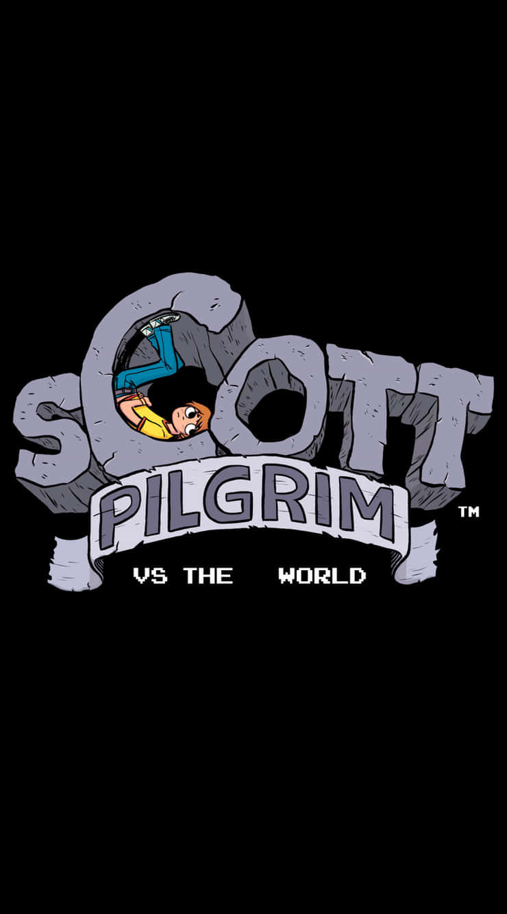 Scott Pilgrim 標誌，角色掛在字母 O 中。