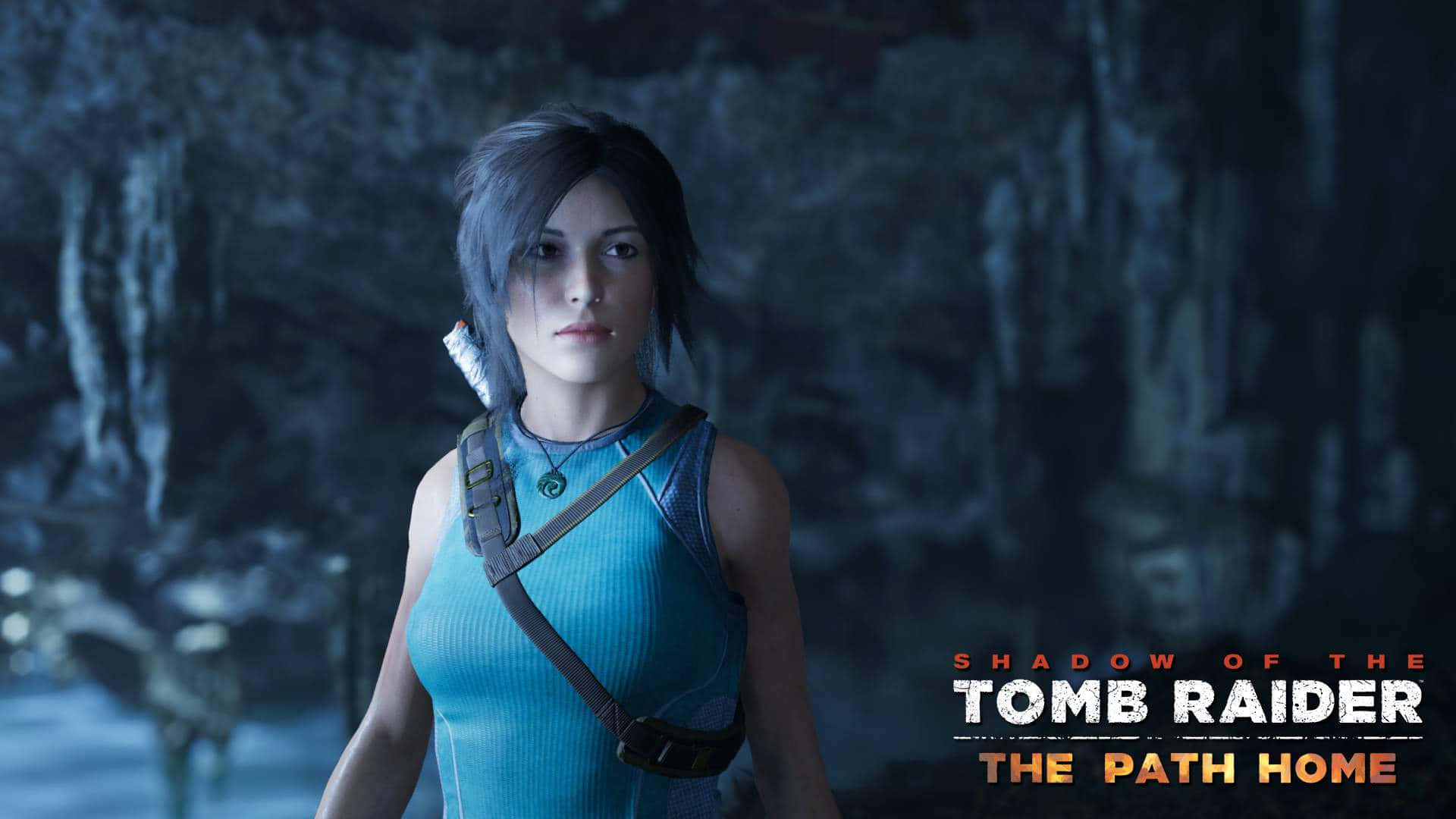 來自《Shadow of the Tomb Raider》遊戲嘅黑暗洞穴入面嘅Lara Croft。