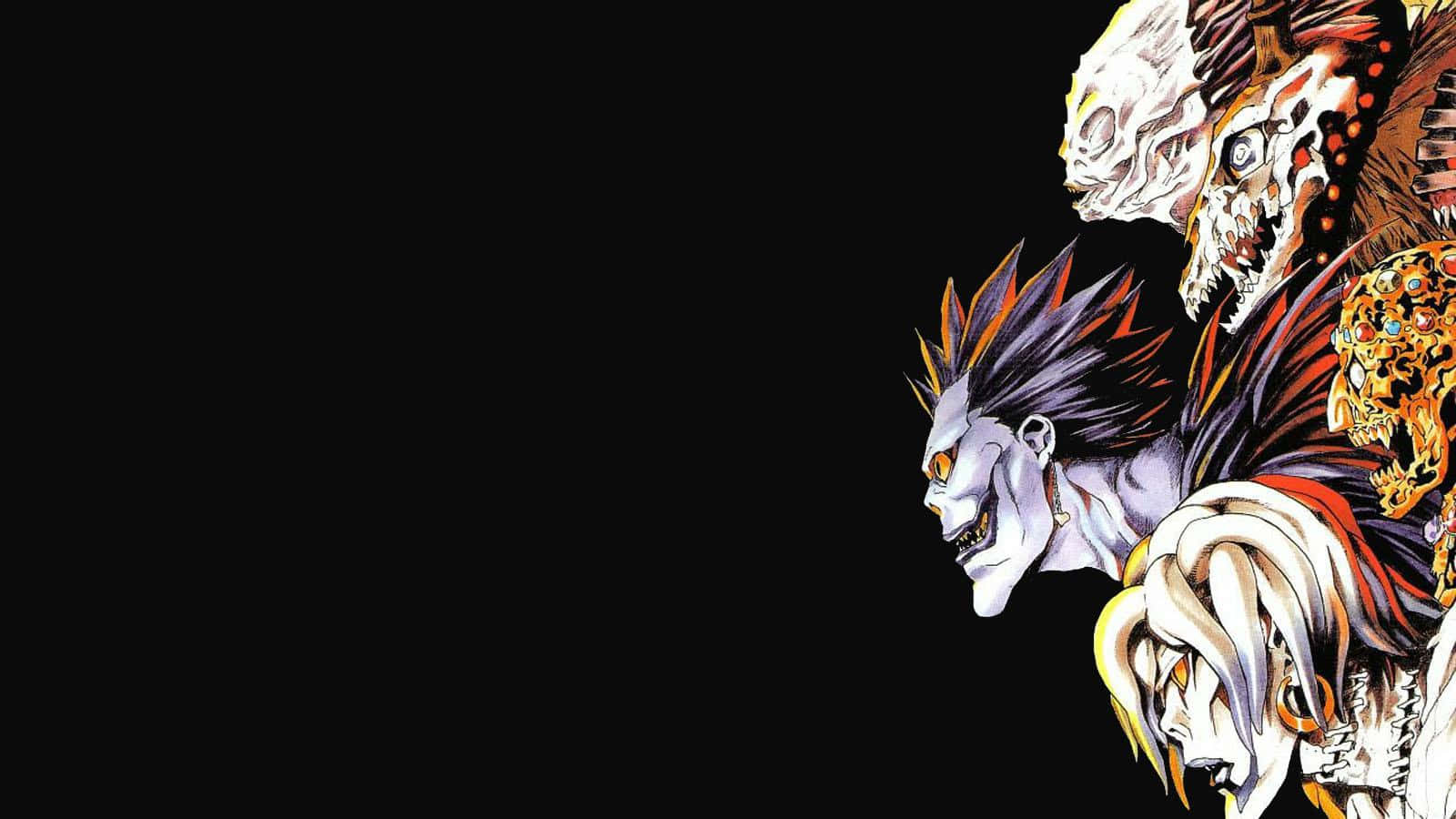 三個動漫惡魔，擁有尖刺頭髮和骨骼特徵，黑色背景