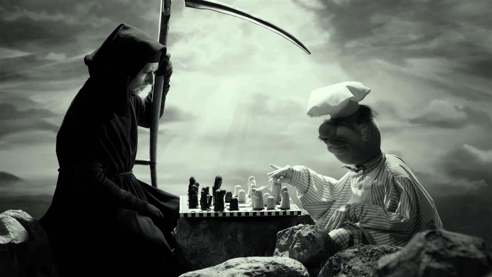 死神同廚師喺懸崖上玩國際象棋