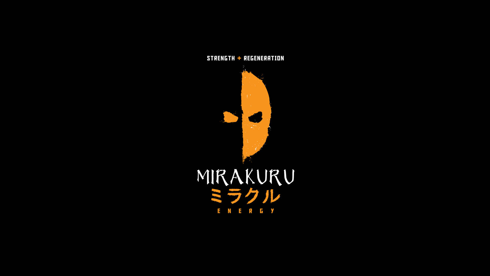 橙色面具標誌，帶有「Mirakuru Energy」文字，背景為黑色。