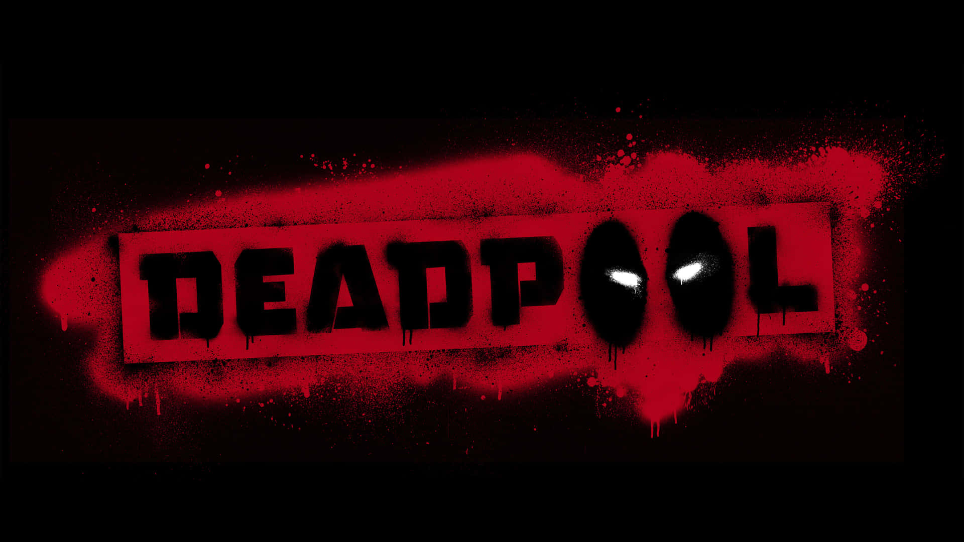 Deadpool 標誌，帶有紅色噴漆和 O 字中發光的眼睛。