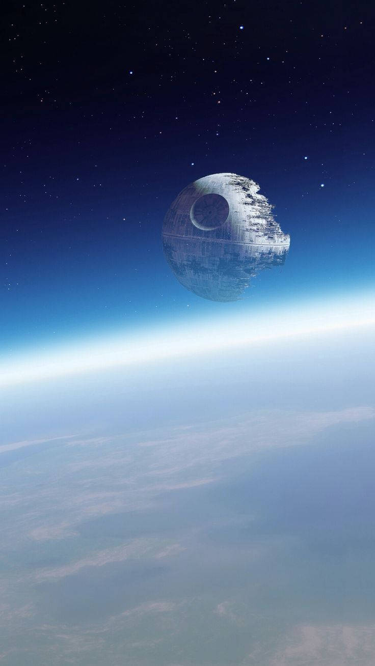 死星在星空下懸浮於行星大氣層之上。