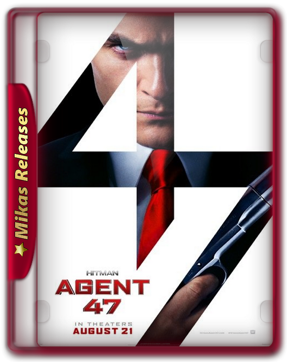 殺手：代號47電影海報 壁紙 — 《殺手47》的電影海報，展示一名身穿西裝、繫紅色領帶的男子手持槍支，並以大膽的紅色邊框框住。