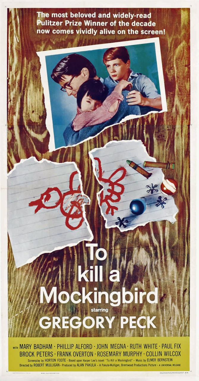 To Kill a Mockingbird 的復古電影海報，帶有撕紙拼貼和蠟筆畫。