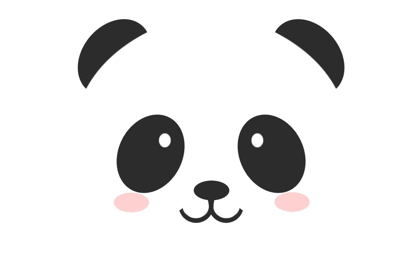 母熊與幼崽在樹上悠閒休憩 壁紙 — 一個可愛的極簡熊貓臉，有大黑眼睛、粉紅臉頰和簡單的黑色耳朵，在白色背景上。
