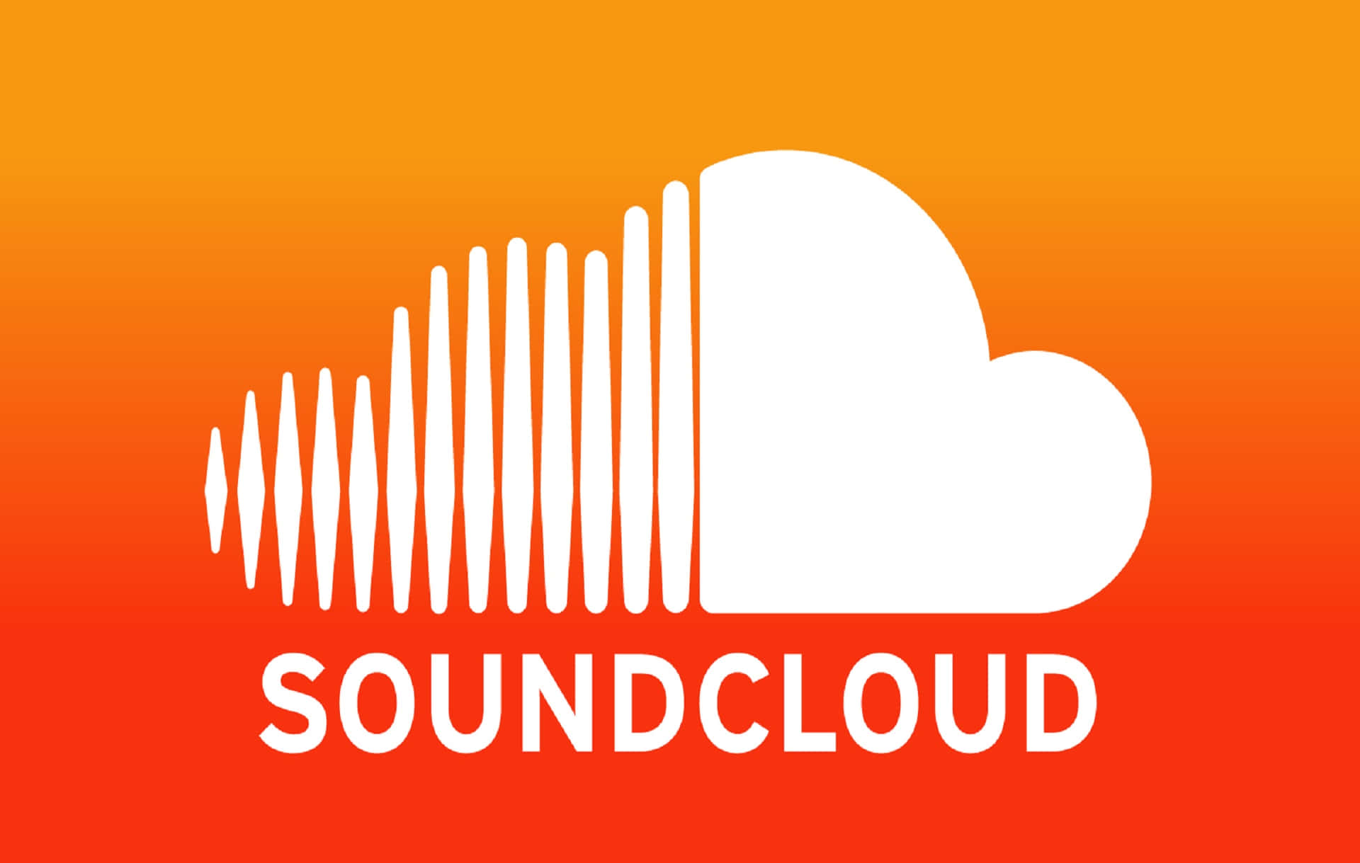 帶有聲波設計的SoundCloud標誌，背景為橙色漸變