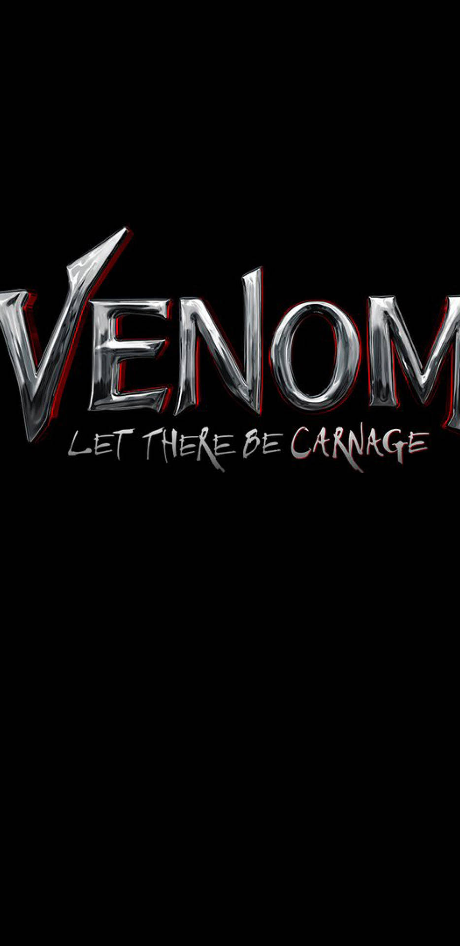 Venom電影標題標誌，在黑色背景上帶有標語「Let There Be Carnage」。