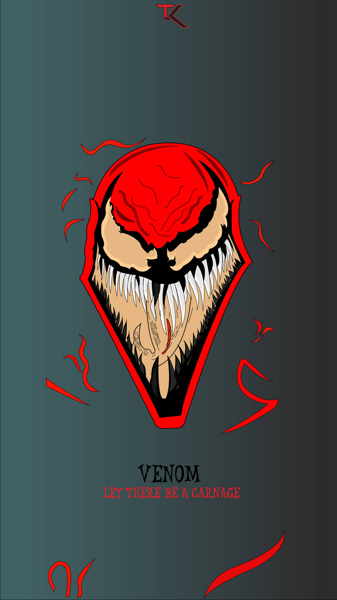 毒魔角色插圖，附有文字 Let There Be Carnage