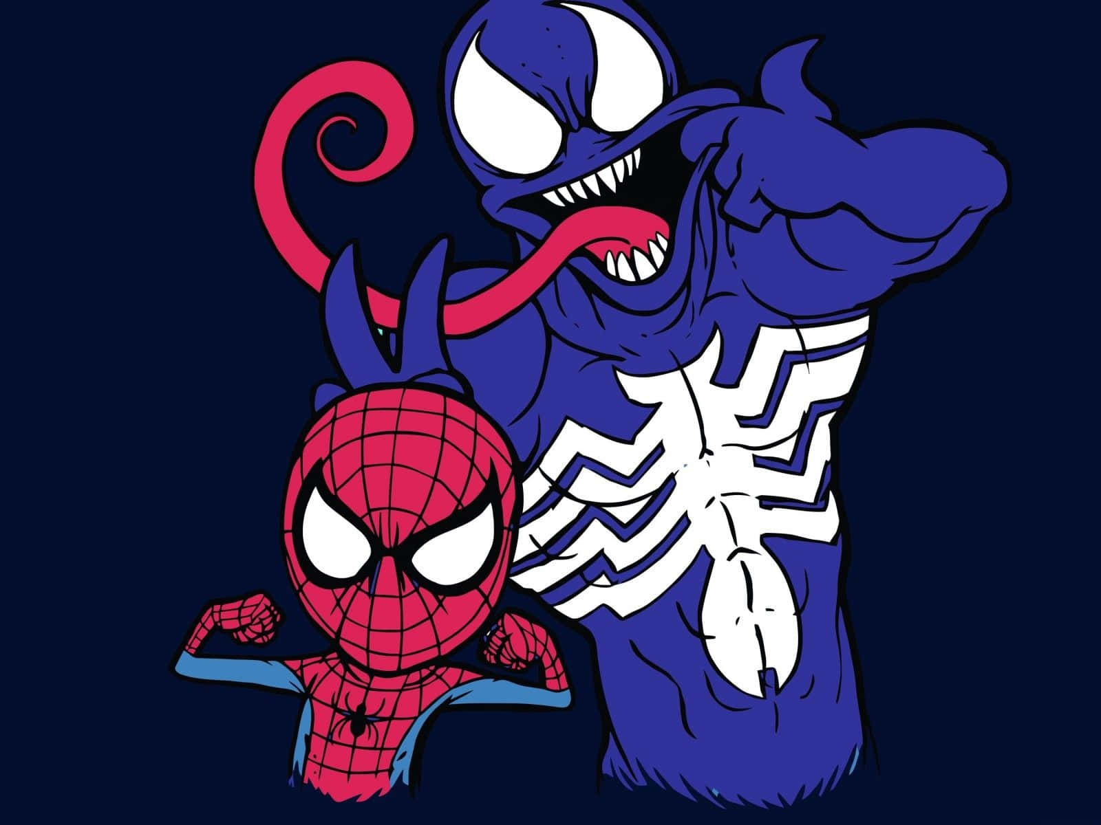 Chibi Spider-Man 和 Venom 以漫畫風格一起擺姿勢。
