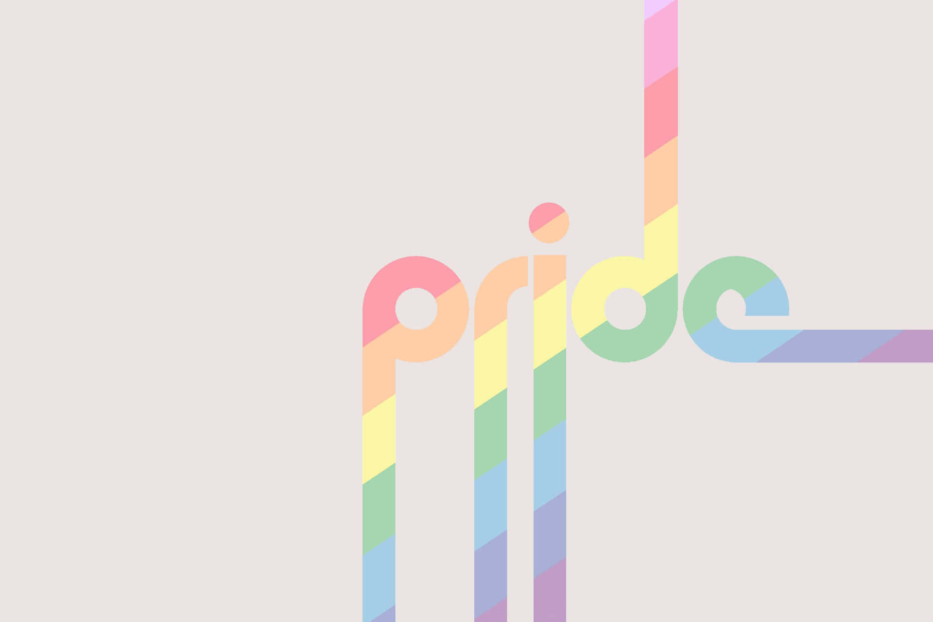 灰色背景上以彩虹條紋呈現的「pride」字樣。