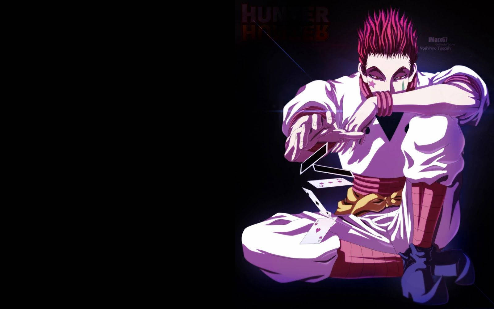 來自《Hunter x Hunter》的粉紅色頭髮動漫角色，發光姿勢。