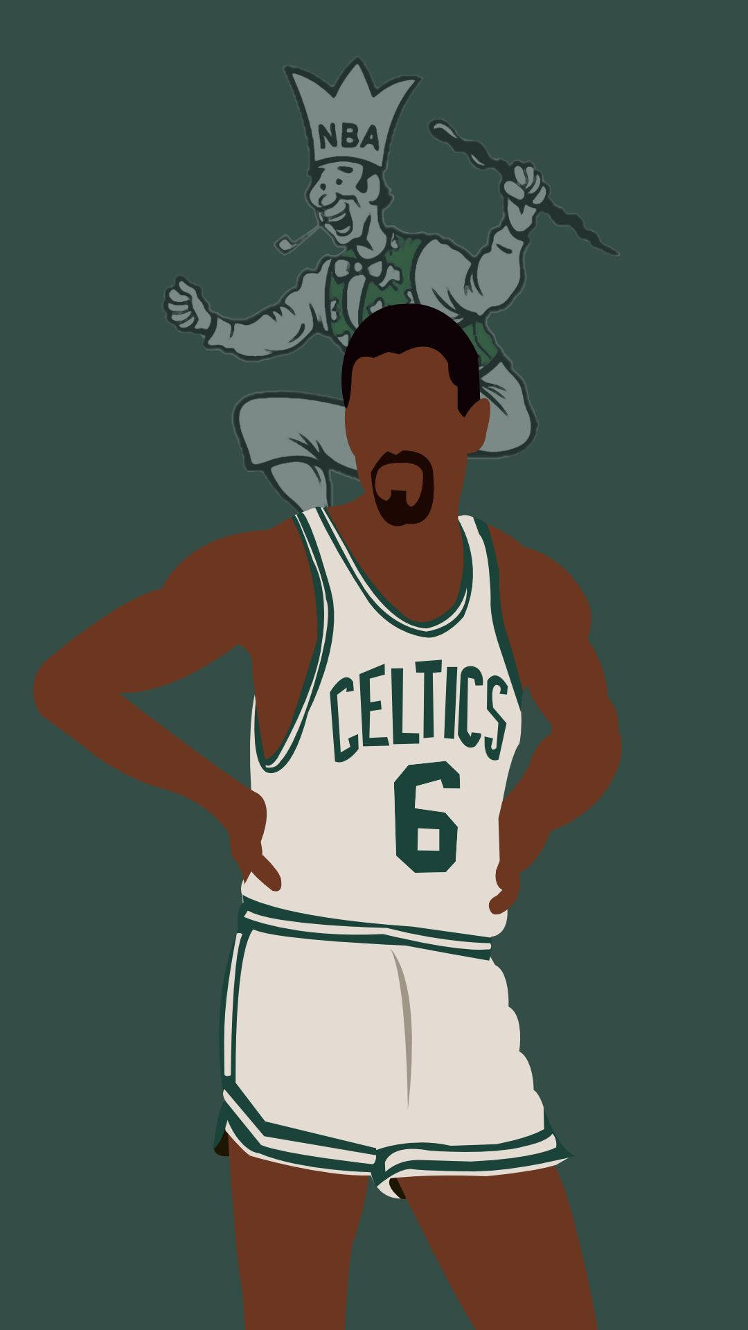 波士頓塞爾特人6號球員，肩上載有NBA吉祥物