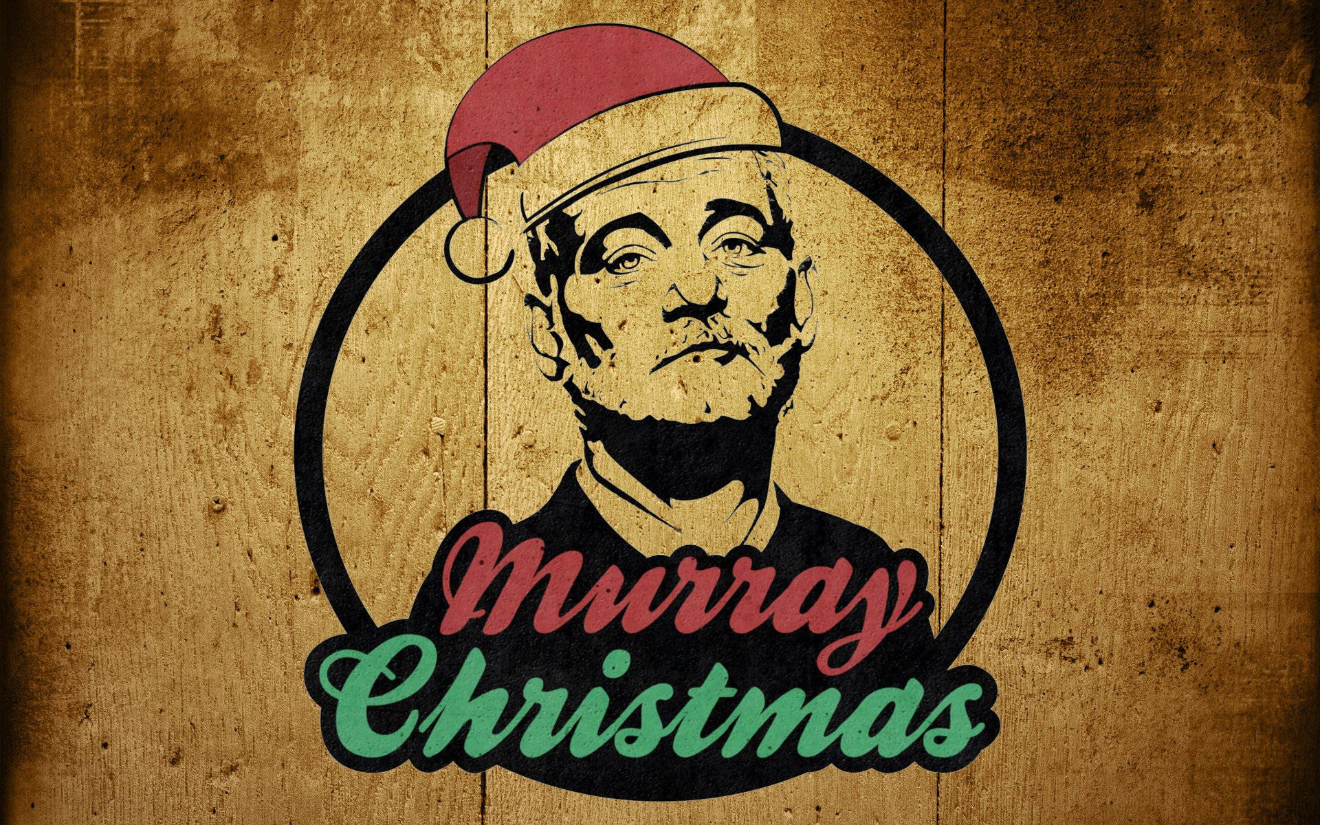 復古聖誕插圖，描繪一名戴聖誕帽的男子，並帶有 Murray Christmas 文字。