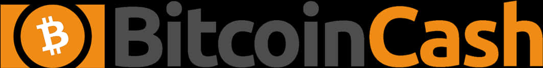 比特幣現金標誌 壁紙 — Bitcoin Cash 標誌，帶有粗體橙色和灰色文字，圓圈內有比特幣符號。