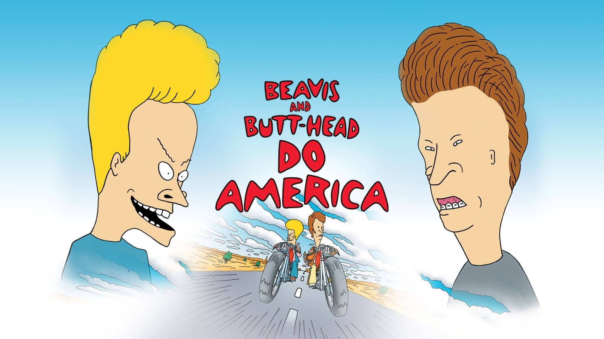Beavis 和 Butt-Head 騎摩托車穿越沙漠公路。