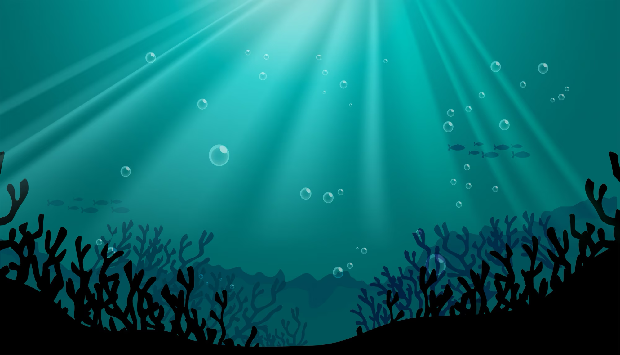 水下光柱與海洋生物 壁紙