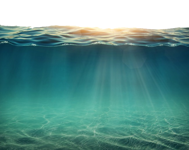 水下陽光場景 壁紙 — 陽光穿透碧綠的海浪，形成寧靜的水下場景，帶有輕柔的漣漪。