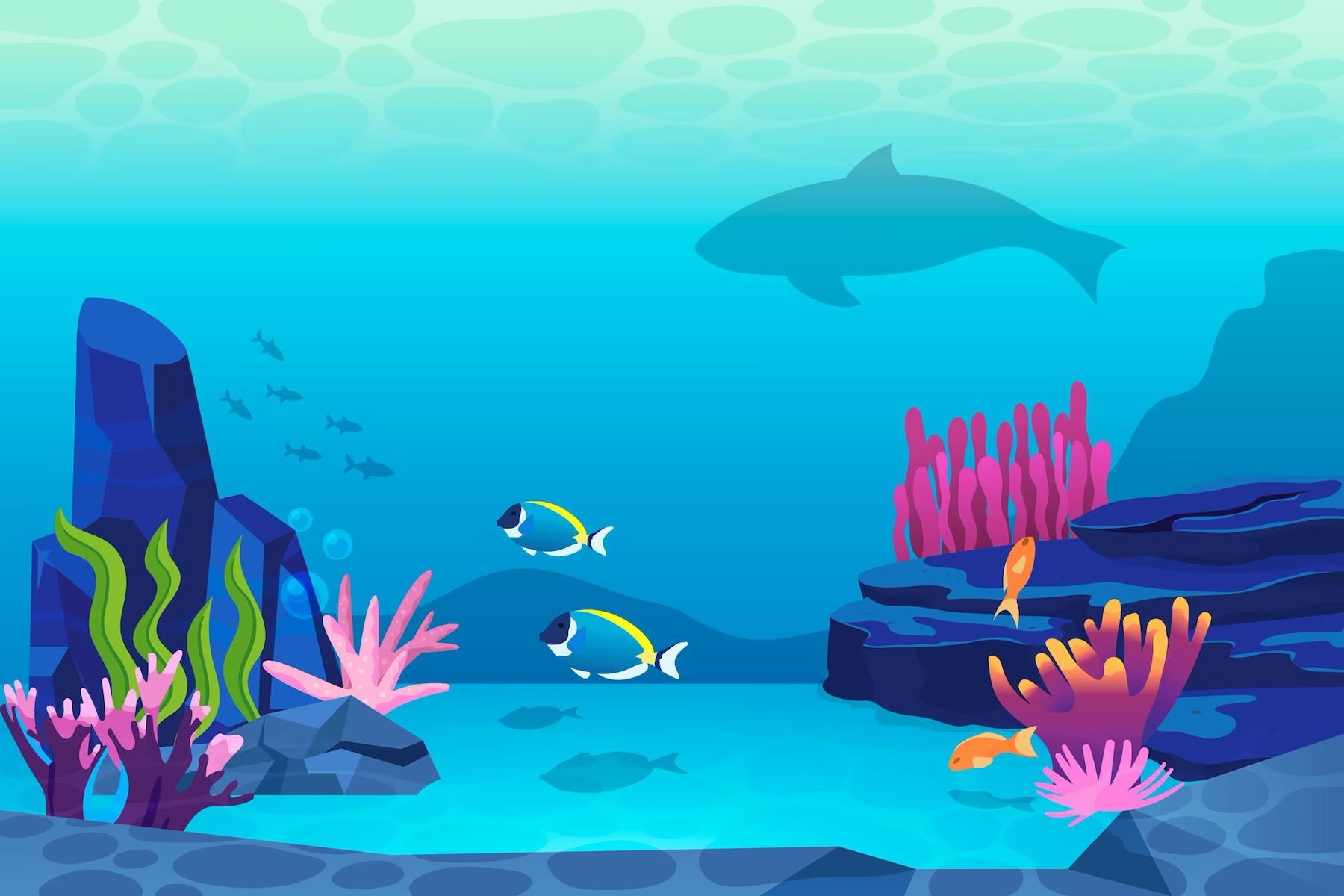 水底水族館場景 壁紙