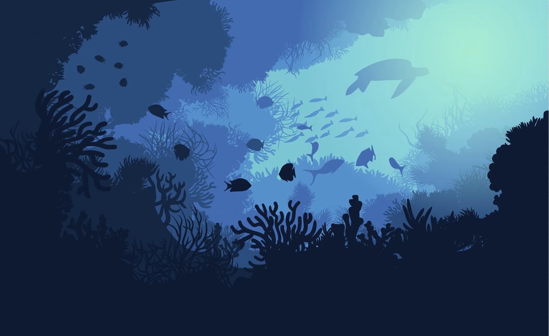 水底水族館場景剪影 壁紙
