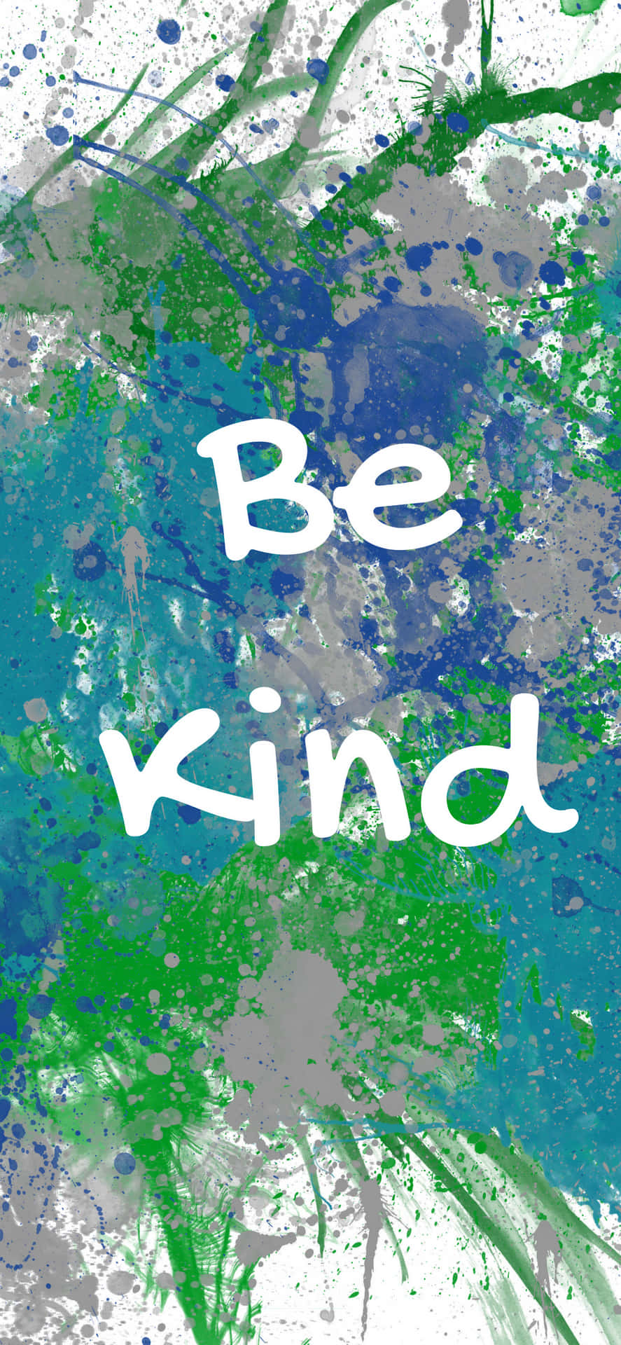 帶有白色「Be Kind」訊息的抽象油漆飛濺背景。