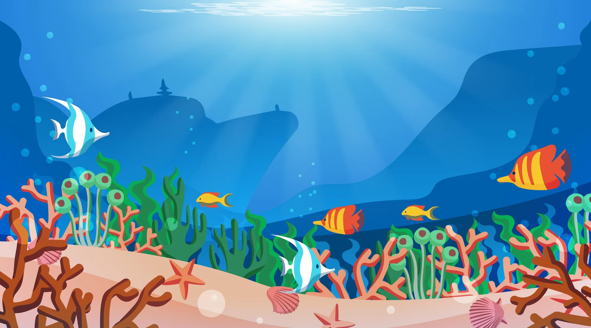 水族館內流動色彩的萬花筒 壁紙