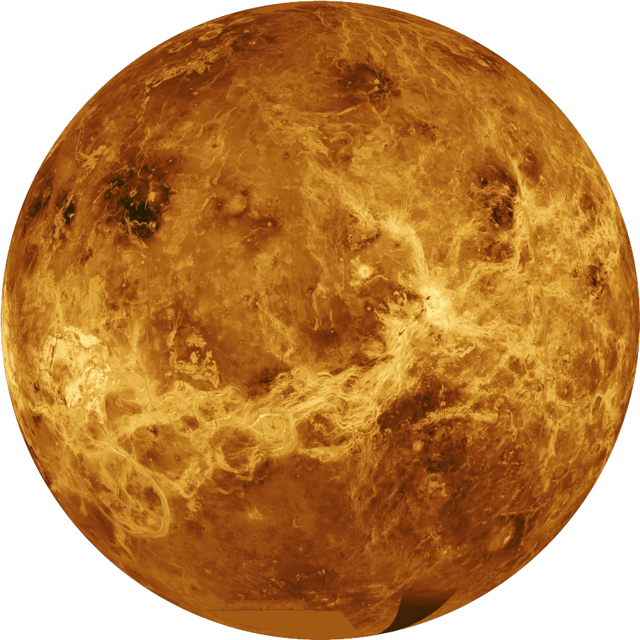 水星表面紋理 壁紙 — 金星嘅特寫視圖，喺黑色虛空中閃耀住旋轉嘅金色雲層同黑暗表面特徵。