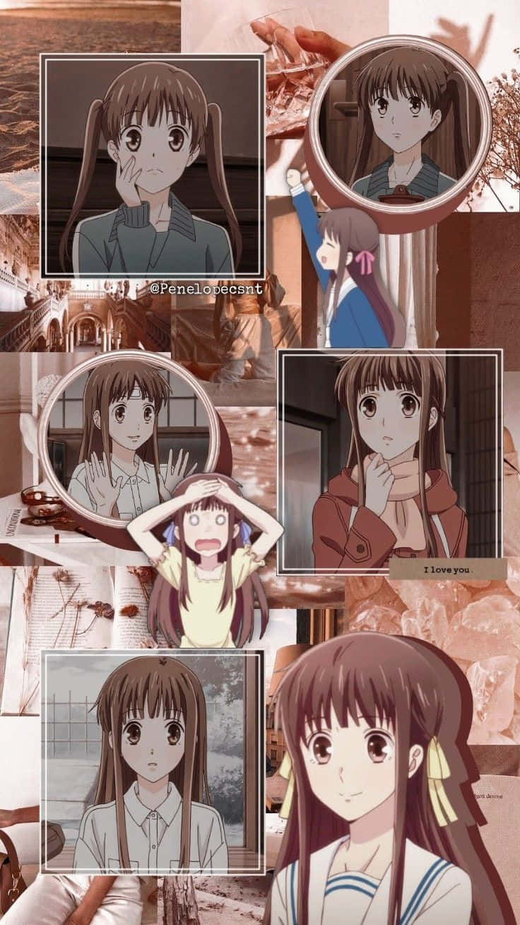 暖色調的動畫少女拼貼，表情豐富，穿著校服。