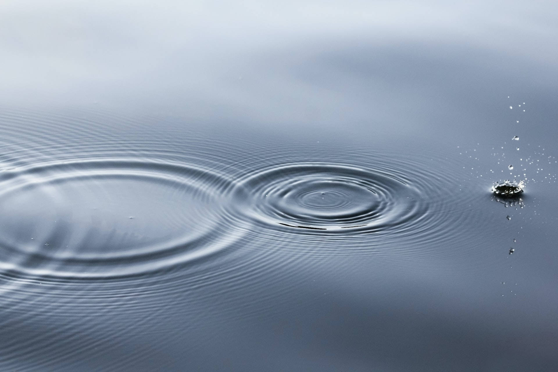 漣漪從平靜水面上的雨點向外擴散