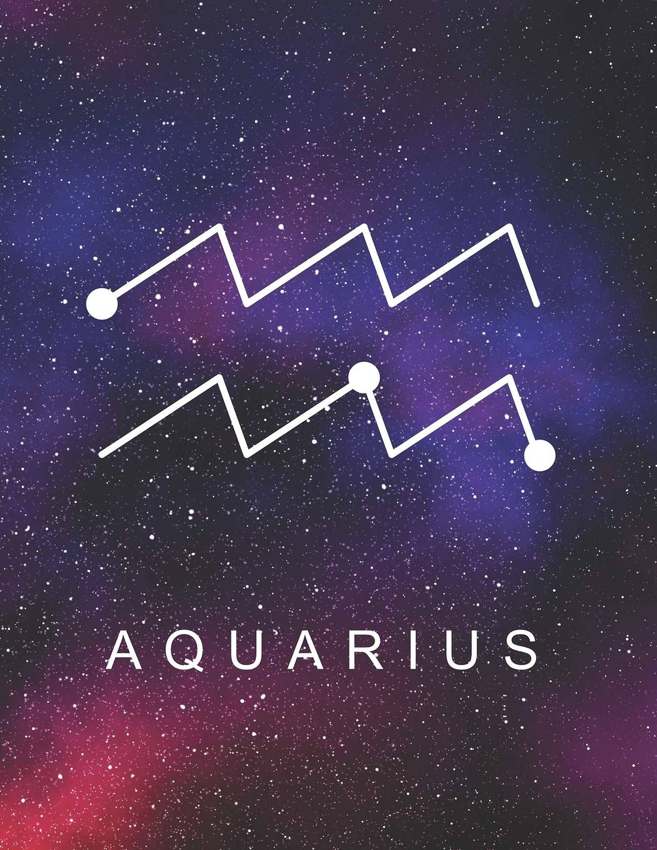 水瓶座太空壁紙 壁紙 — 水瓶座的極簡白色線條星座在充滿活力的紫色和粉紅色星空夜晚中閃耀。