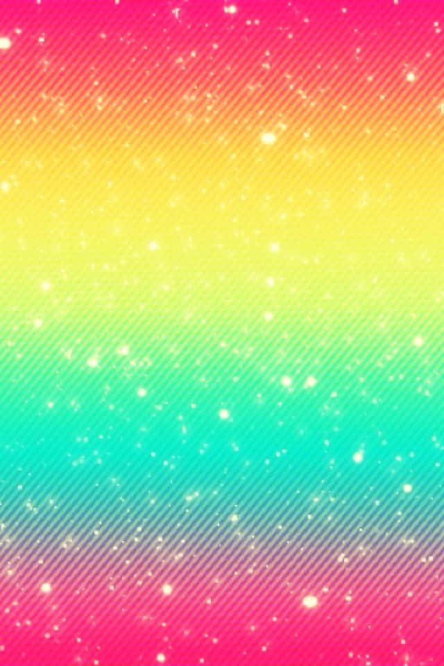 水面倒影 壁紙 — 充滿活力的彩虹漸變壁紙，帶有對角線條和閃閃發光的亮片顆粒。