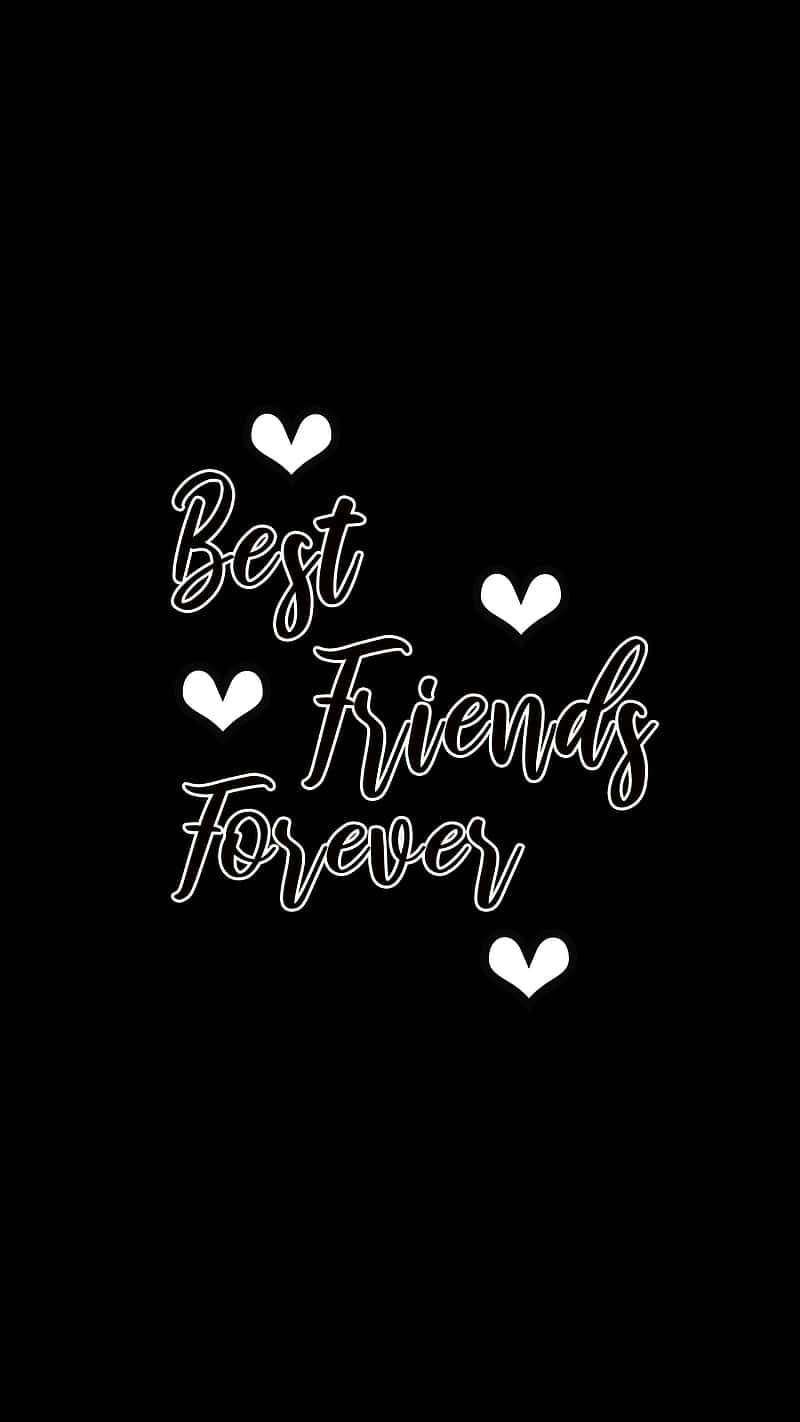 黑色背景上帶有心形的 Best Friends Forever 文字