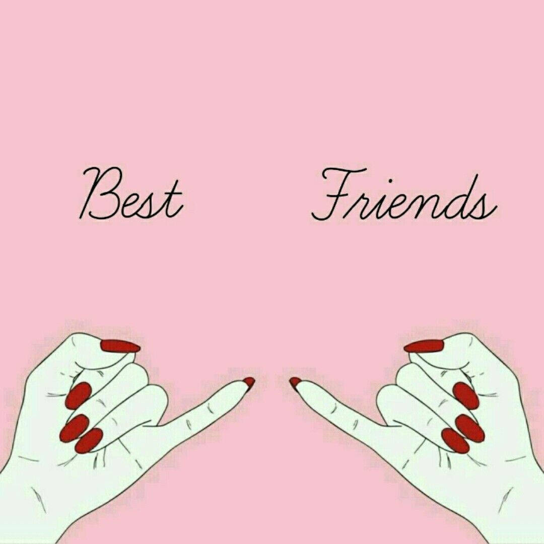 兩隻插圖手，紅色指甲，互相指向對方，帶有 'Best Friends' 文字。